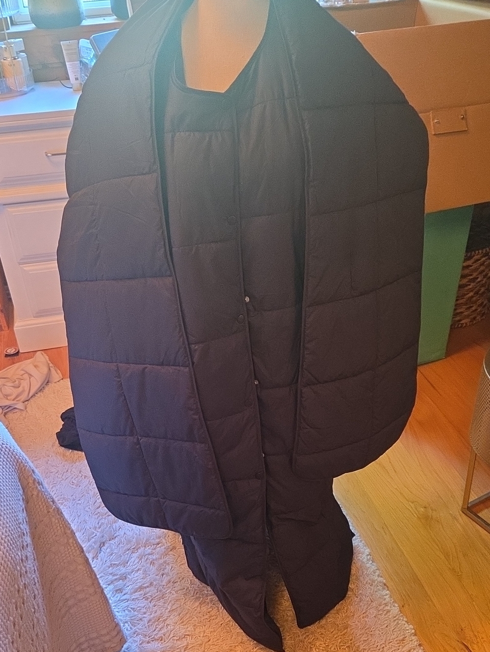 H&M Black Quilted Cape Puffer Coat